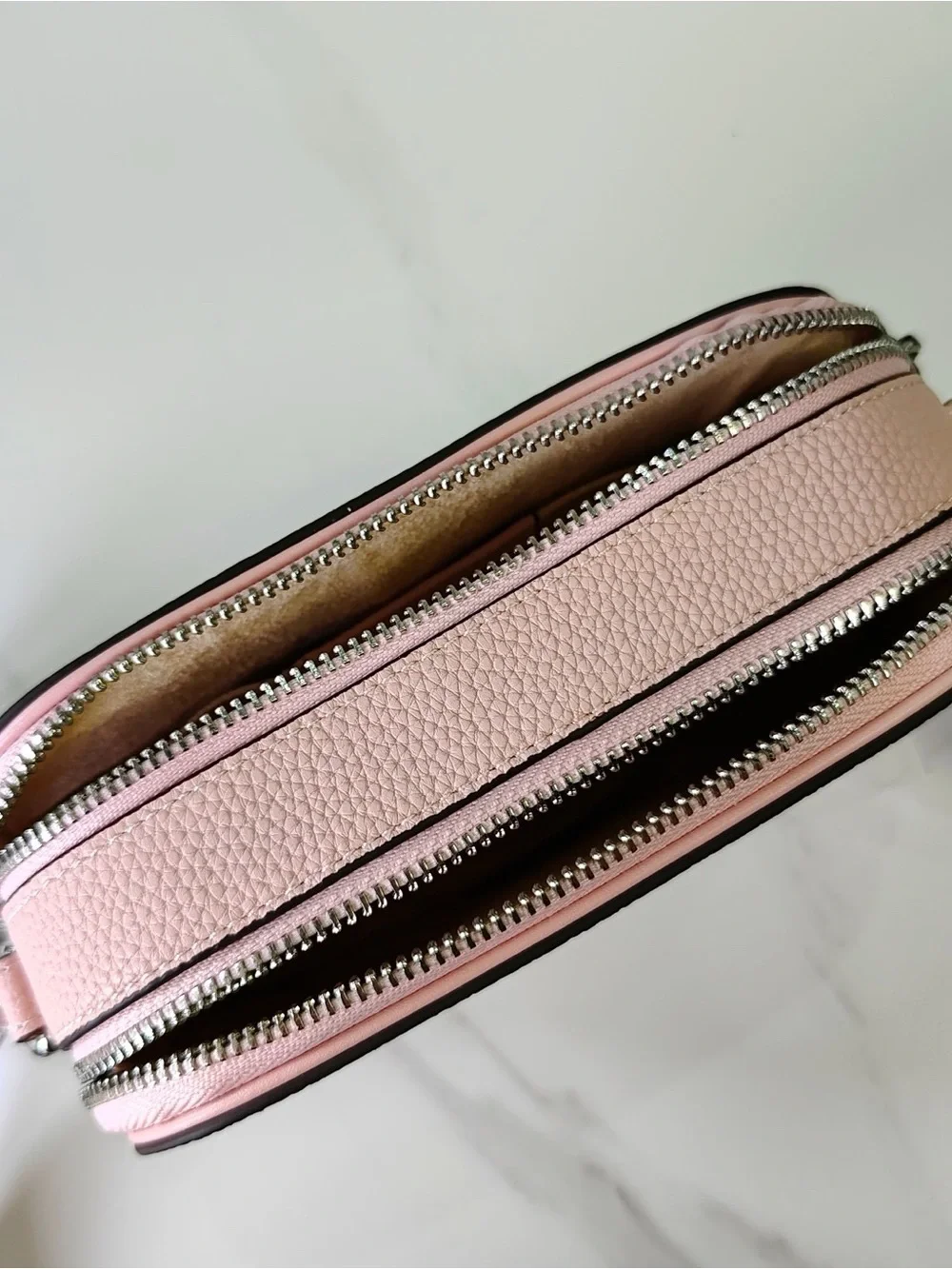 Tory Burch Blush Pink Pebbled Leather Camera Crossbody